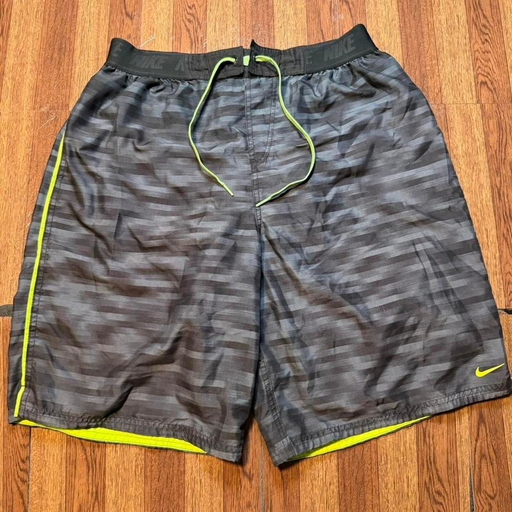 Nike Grey Pattern Vintage Retro Spotswear Running Swim Shorts XL